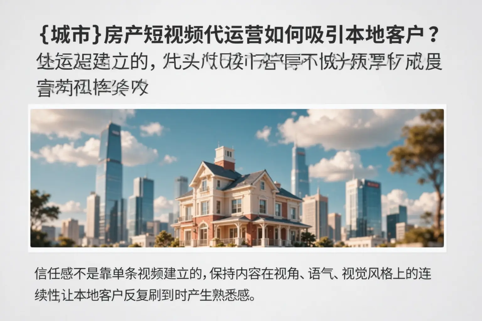 宁德房产短视频代运营如何吸引本地客户?