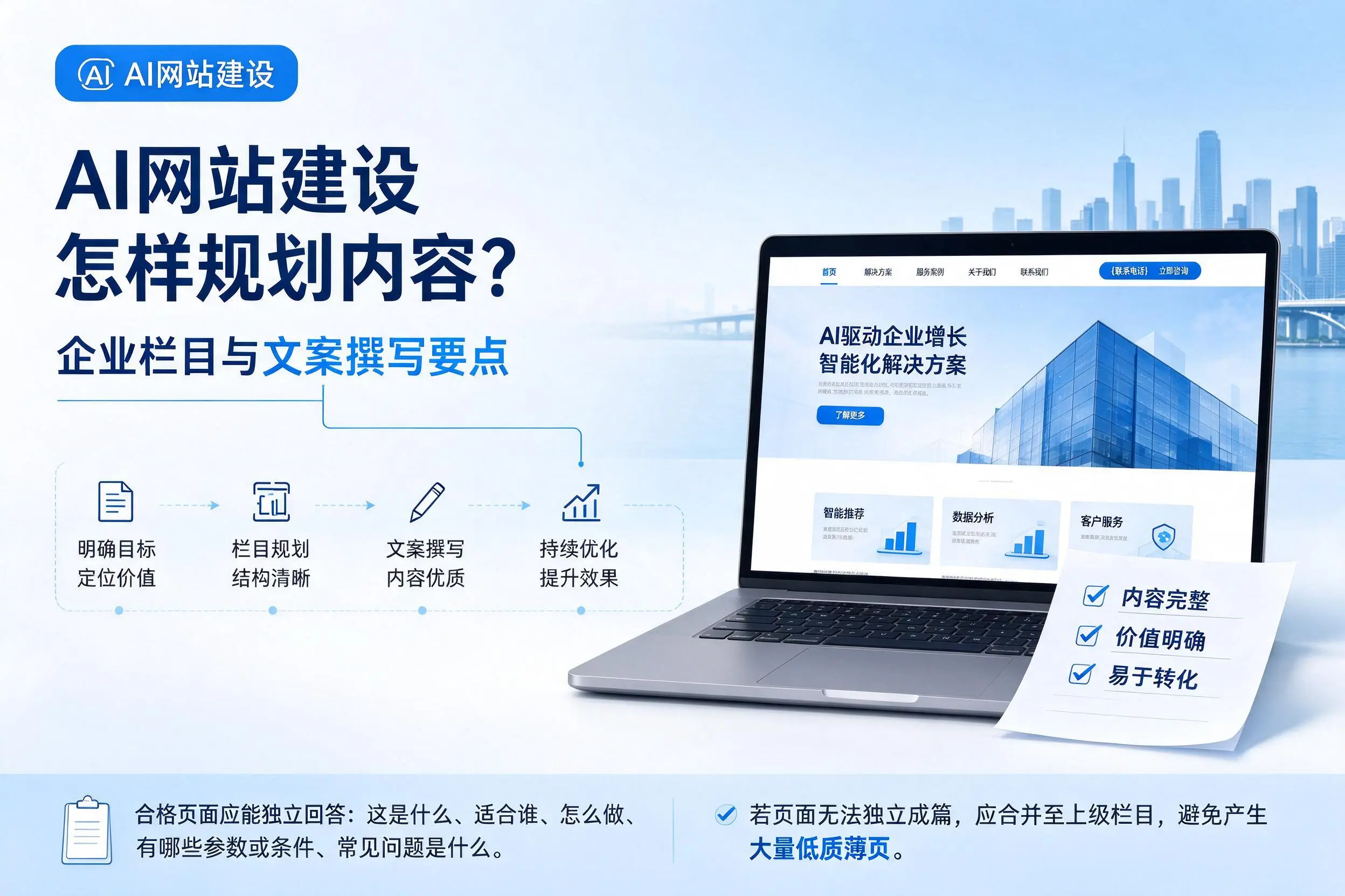 AI网站建设怎样规划内容？宁德企业栏目与文案撰写要点